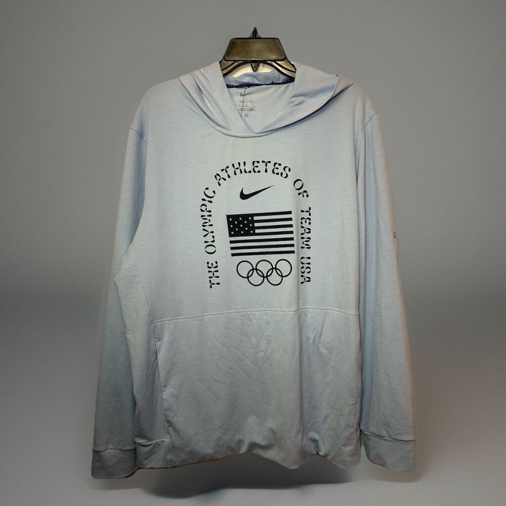 Size L Nike Dri-Fit Team USA Olympic Yoga Restore Hoodie Men Blue FN0980-477 NEW